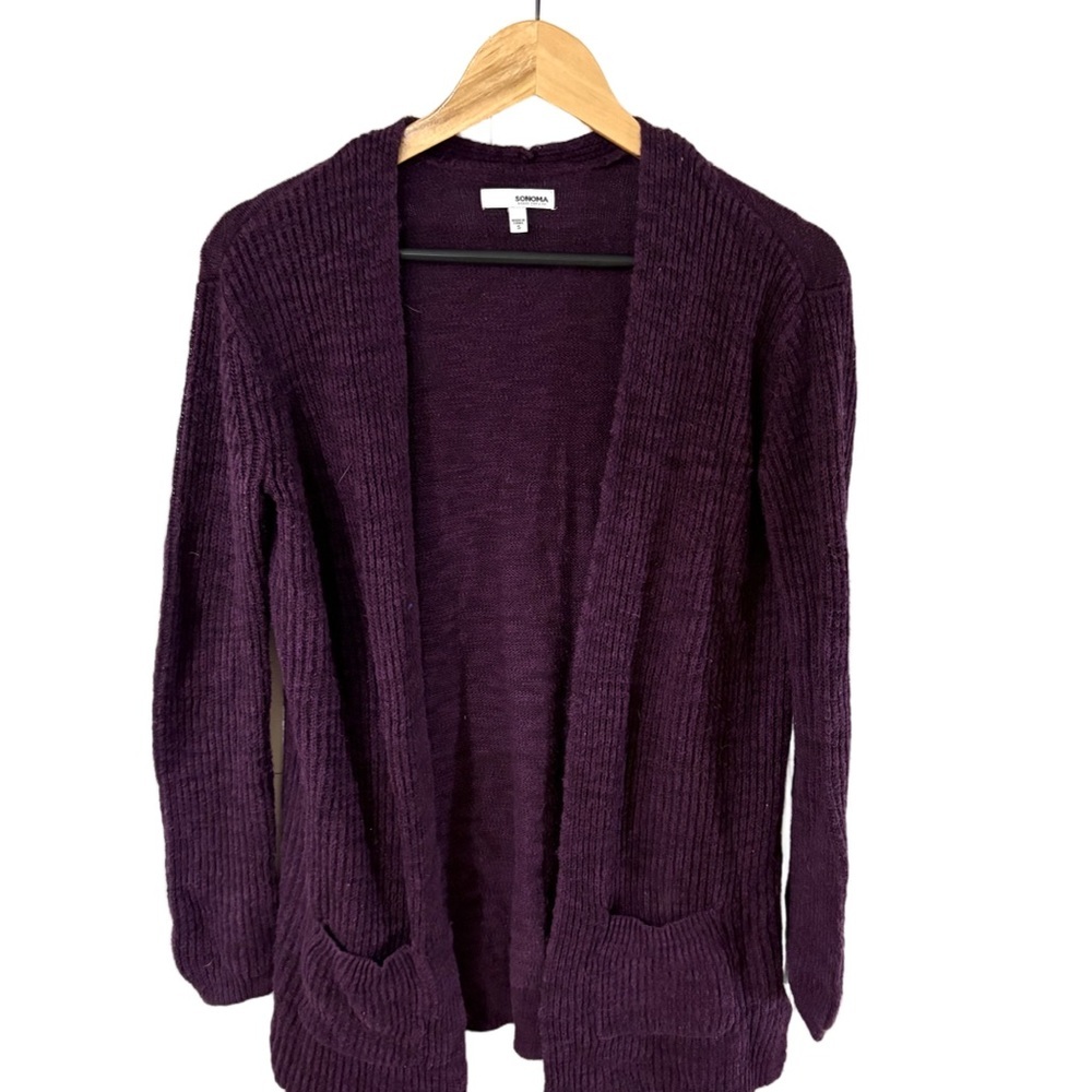 Sonoma Goods for Life Women’s Open Front Cardigan Sweater | Plum Purple | Size S